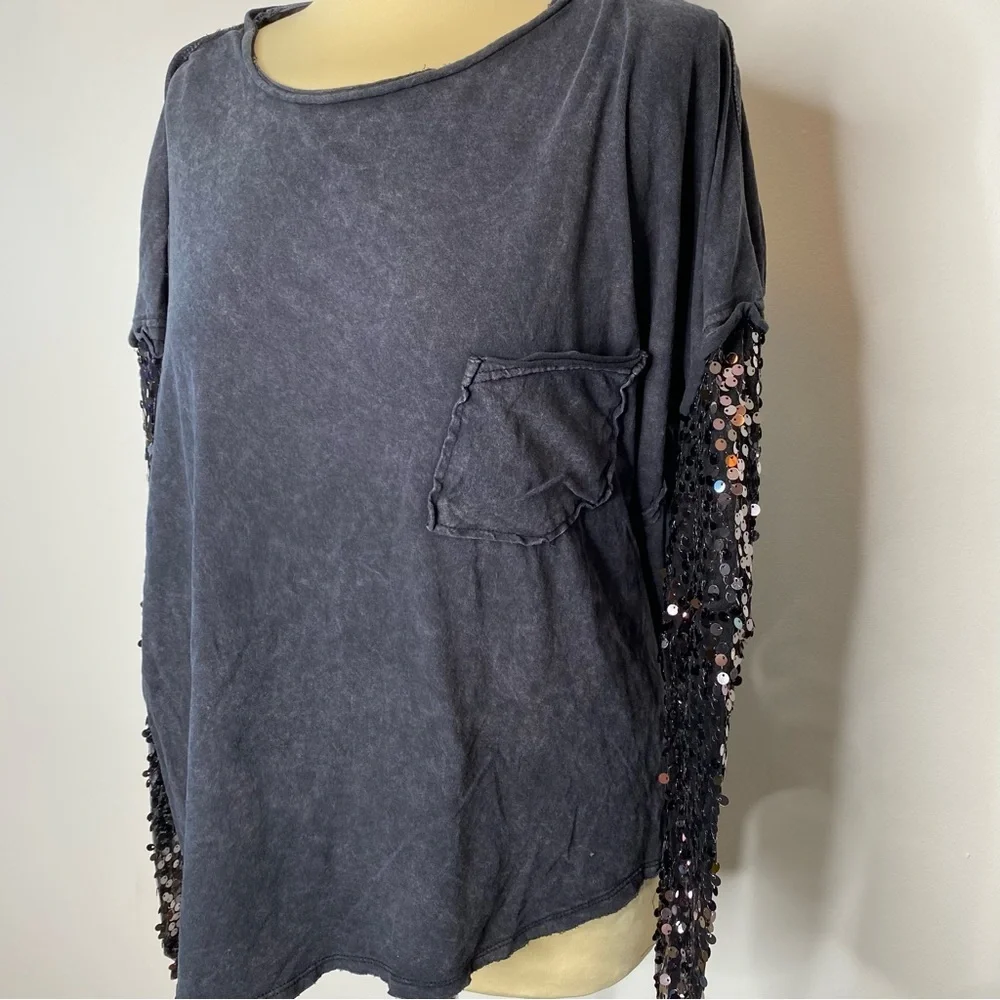 Free People Sequin Sleeve Celine Tee
